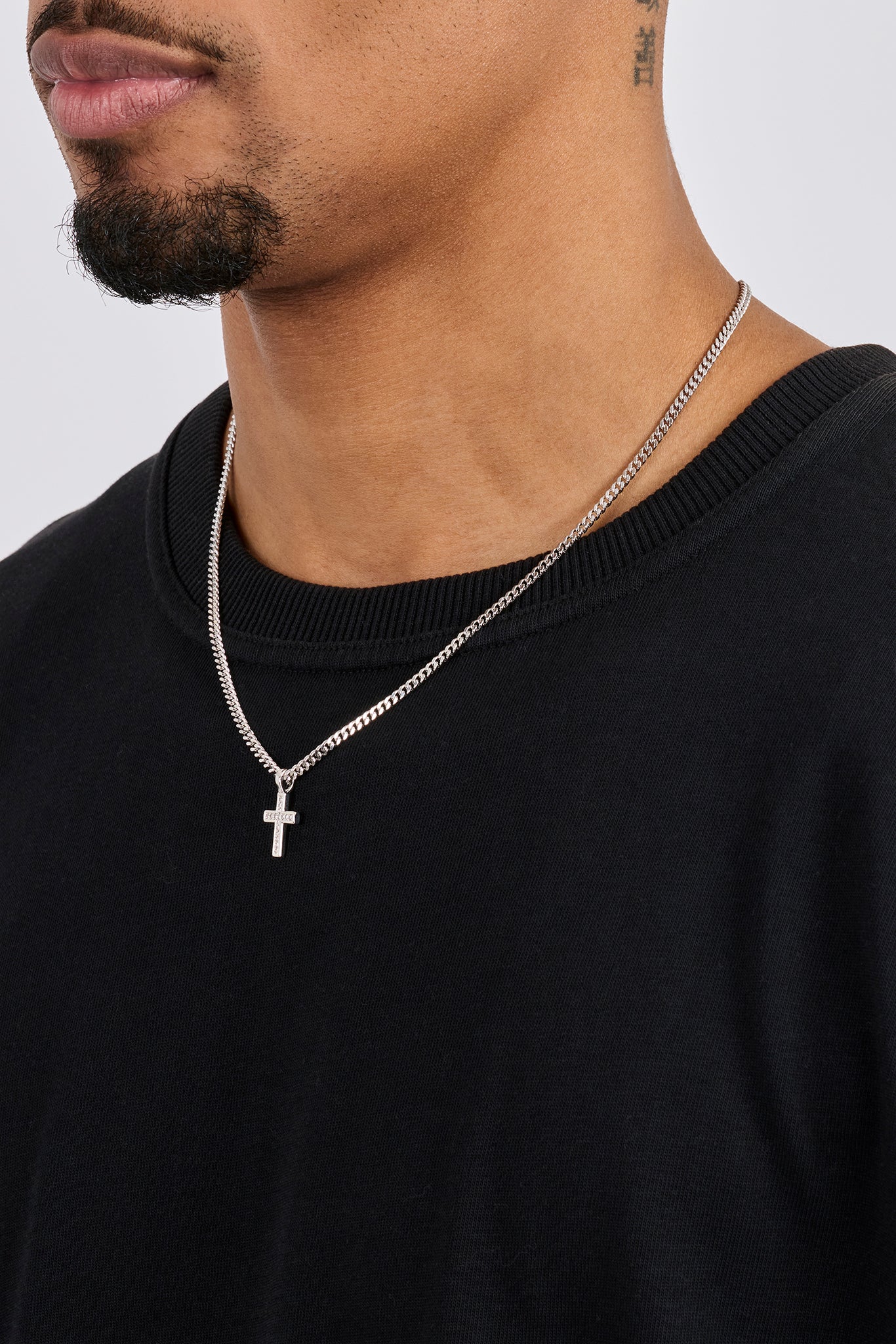 Iced Drop Cross Cuban Chain - 3mm - White