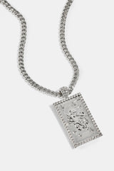 Iced Edge Cherub Pendant Necklace - 20mm - White