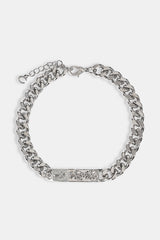 Poliertes Kreuz Miami Cuban Armband – 8 mm – Weiß