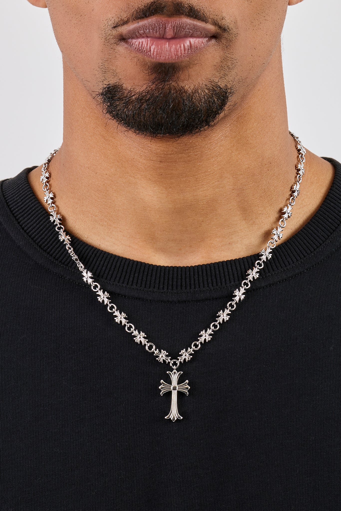 Polished Multi Cross Motif Necklace - 30mm - White