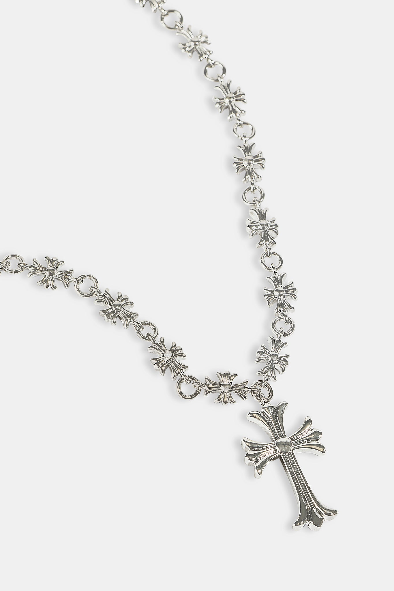 Polished Multi Cross Motif Necklace - 30mm - White