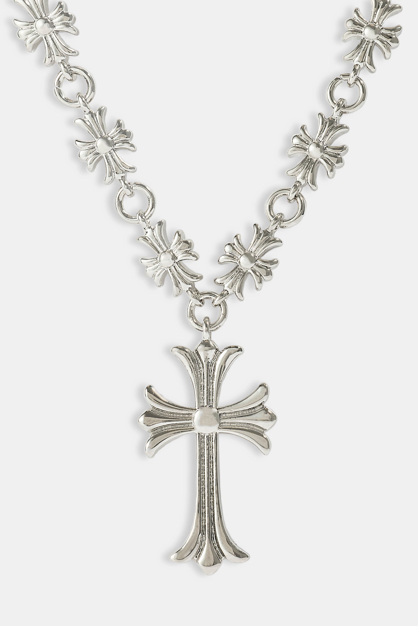 Polished Multi Cross Motif Necklace - 30mm - White | Mens