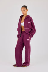 333 Cherub & Bow Oversized Hoodie & Wide Leg Jogger - Berry