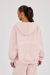 Oversize-Kapuzenpullover mit Reißverschluss – Altrosa
