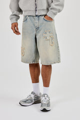 Denim Applique Jort - Antique Wash