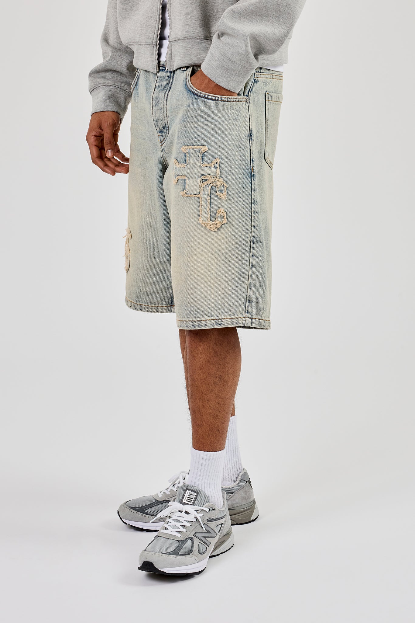 Denim Applique Jort - Antique Wash