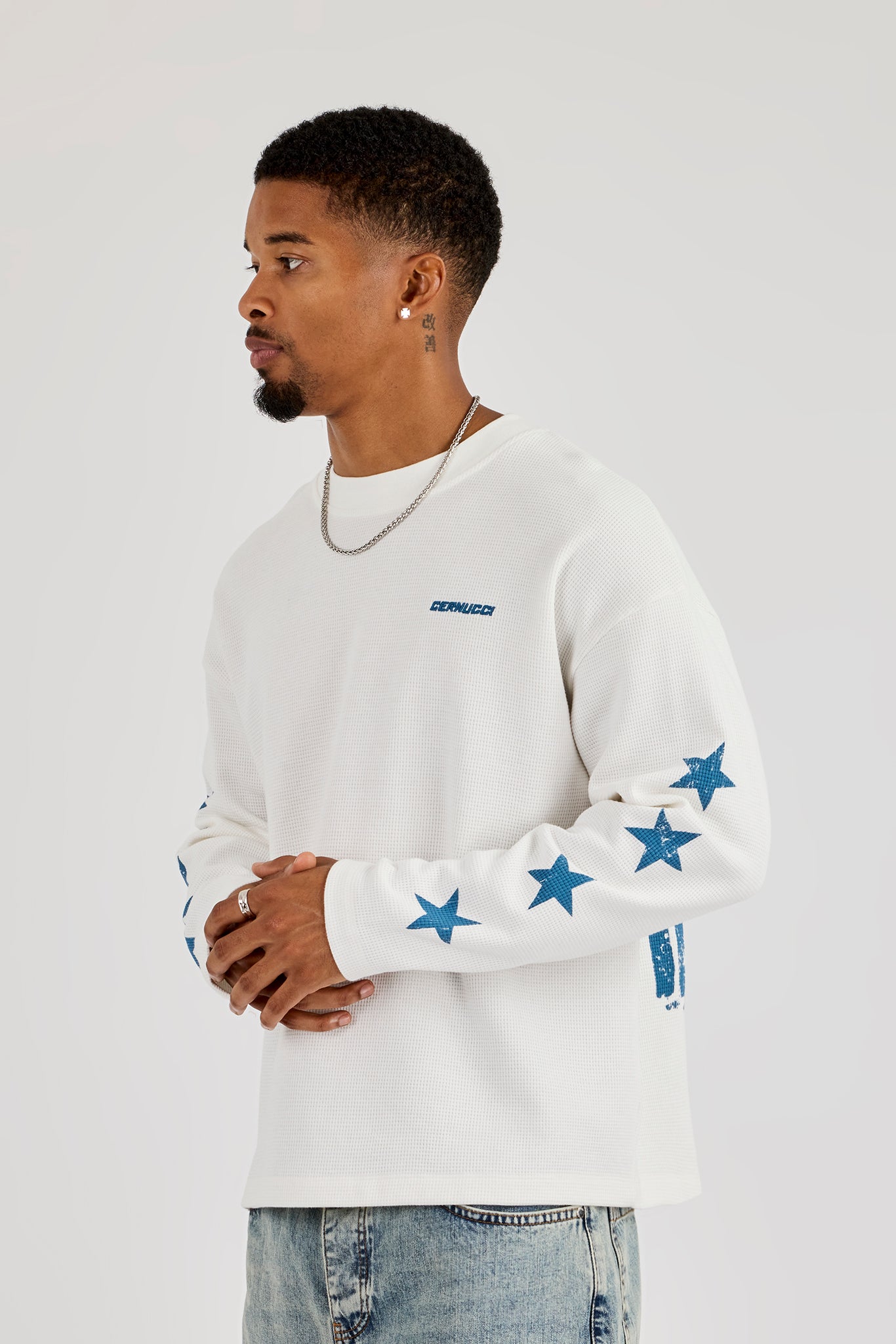 Ipanema Distressed Waffle Long Sleeve T-Shirt - Off White