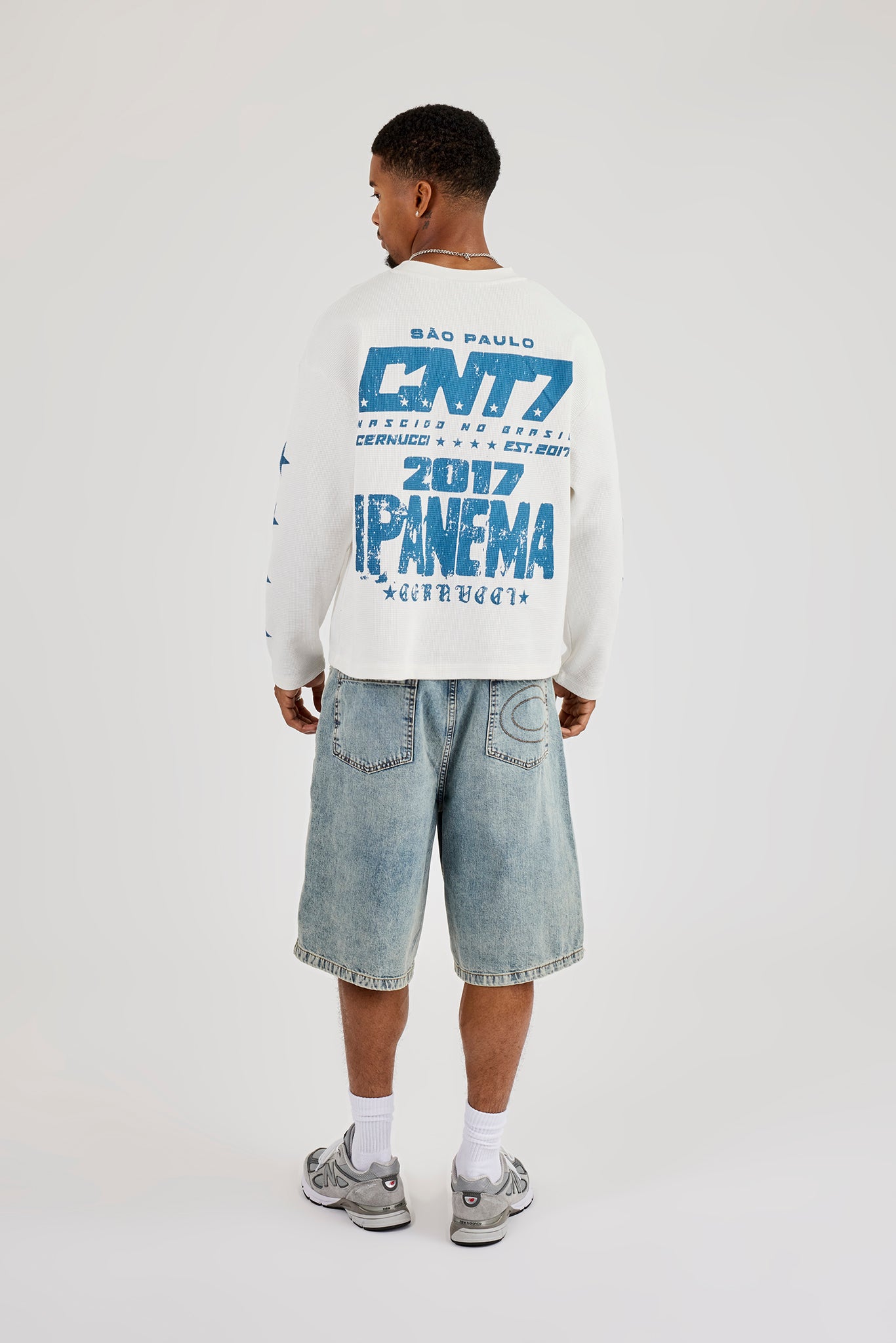 Ipanema Distressed Waffle Long Sleeve T-Shirt - Off White