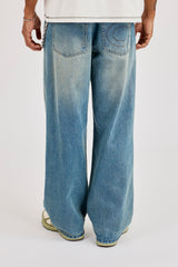 Mens Baggy Jean & 10mm Twist Link Jean Chain - Antique Wash