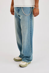 Mens Baggy Jean & 10mm Twist Link Jean Chain - Antique Wash