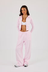 Cernucci Gothic Applique Fitted Zip Through Hoodie & Wide Leg Jogger - Pink