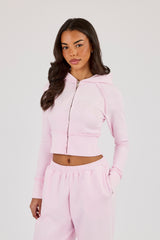 Cernucci Gothic Applique Fitted Zip Through Hoodie - Pink