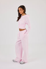 Cernucci Gothic Applique Fitted Zip Through Hoodie & Wide Leg Jogger - Pink