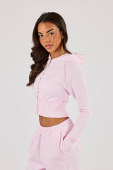 Cernucci Gothic Applique Fitted Zip Through Hoodie - Pink