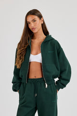 Cernucci Cropped Zip Through Hoodie - Alpine Green
