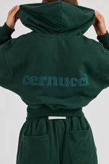 Cernucci Cropped Zip Through Hoodie - Alpine Green