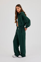 Cernucci Cropped Zip Through Hoodie & Wide Leg Jogger – Alpine Green