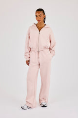 Cernucci Cropped Zip Through Hoodie & Wide Leg Jogger - Dusty Pink