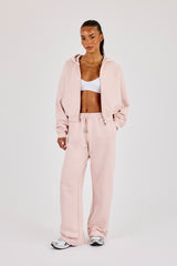 Cernucci Cropped Zip Through Hoodie & Wide Leg Jogger - Dusty Pink