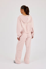 Cernucci Cropped Zip Through Hoodie & Wide Leg Jogger - Dusty Pink