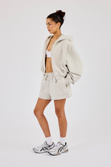 Cernucci Cropped Zip Through Hoodie & Embroidered Short – Ash Grey