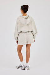 Cernucci Cropped Zip Through Hoodie & Embroidered Short – Ash Grey