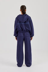 Cernucci Cropped Zip Through Hoodie & Wide Leg Jogger - Navy