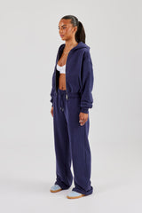 Cernucci Cropped Zip Through Hoodie & Wide Leg Jogger - Navy