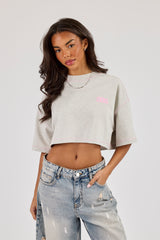 333 Cherub Cropped T-Shirt - Ash Grey