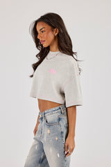 333 Cherub Cropped T-Shirt - Ash Grey