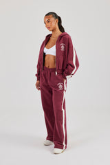 Rhone Alpes Boxy Zip Through Hoodie & Wide Leg Jogger - Burgundy