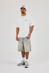 Cherub Chain Stitch Oversized T-Shirt - Off White