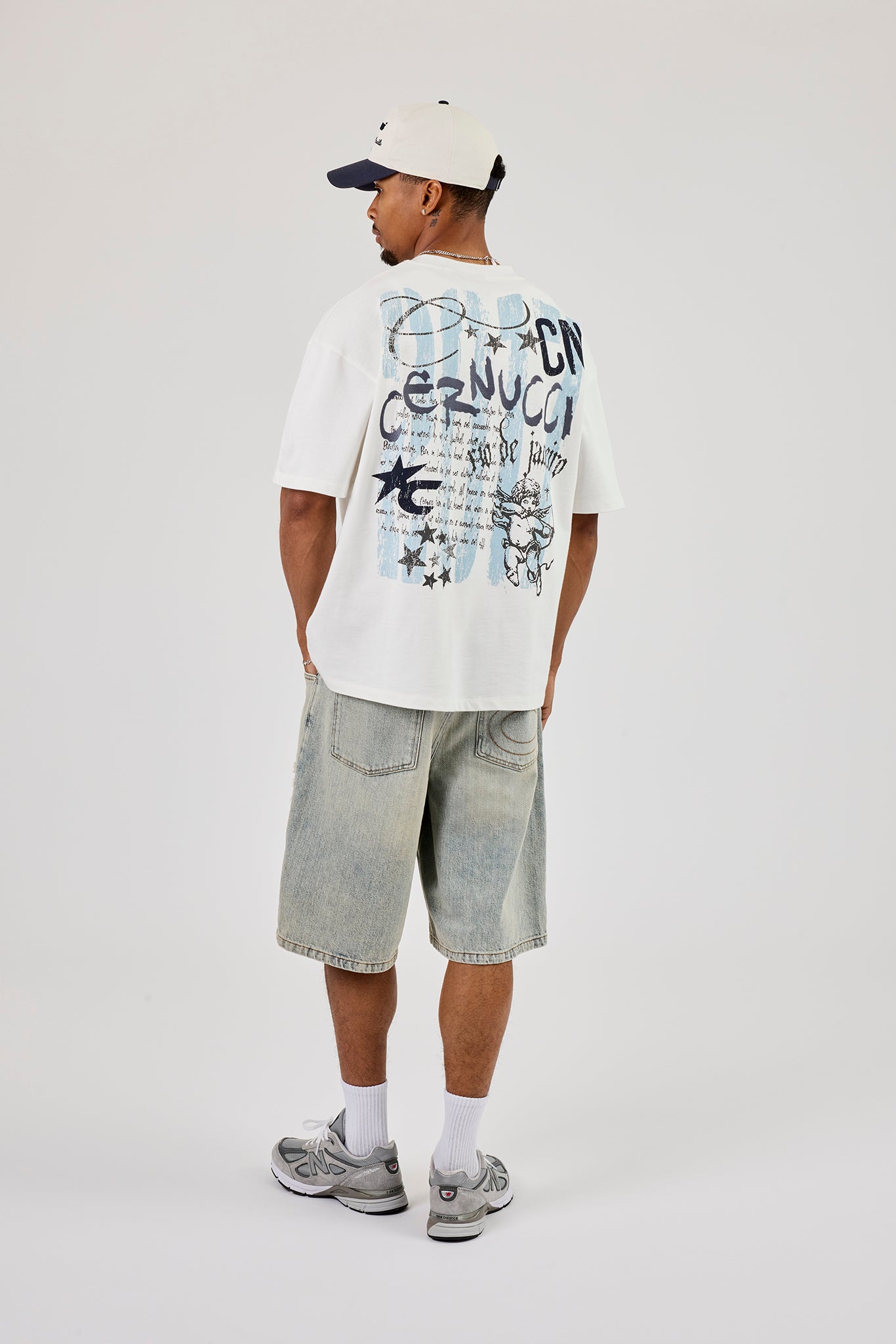 Cherub Chain Stitch Oversized T-Shirt - Off White