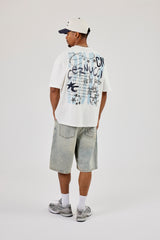 Cherub Chain Stitch Oversized T-Shirt - Off White