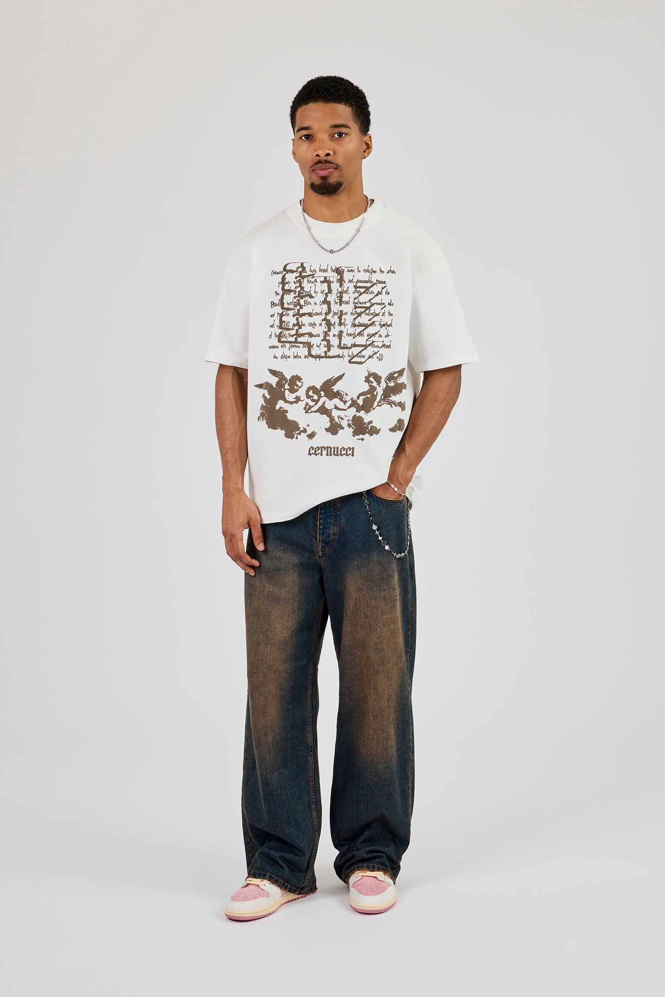Cernucci Matte PU Oversized T-Shirt - Off White