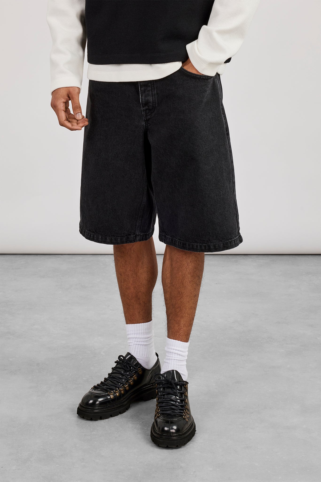 Denim Bermuda Jorts - Washed Black