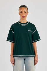 Distressed 86 Oversized T-Shirt - Bottle Green