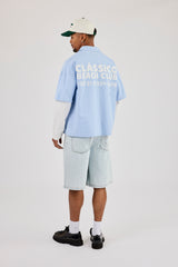 Short Sleeve Check Print Shirt - Blue