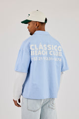 Short Sleeve Check Print Shirt - Blue