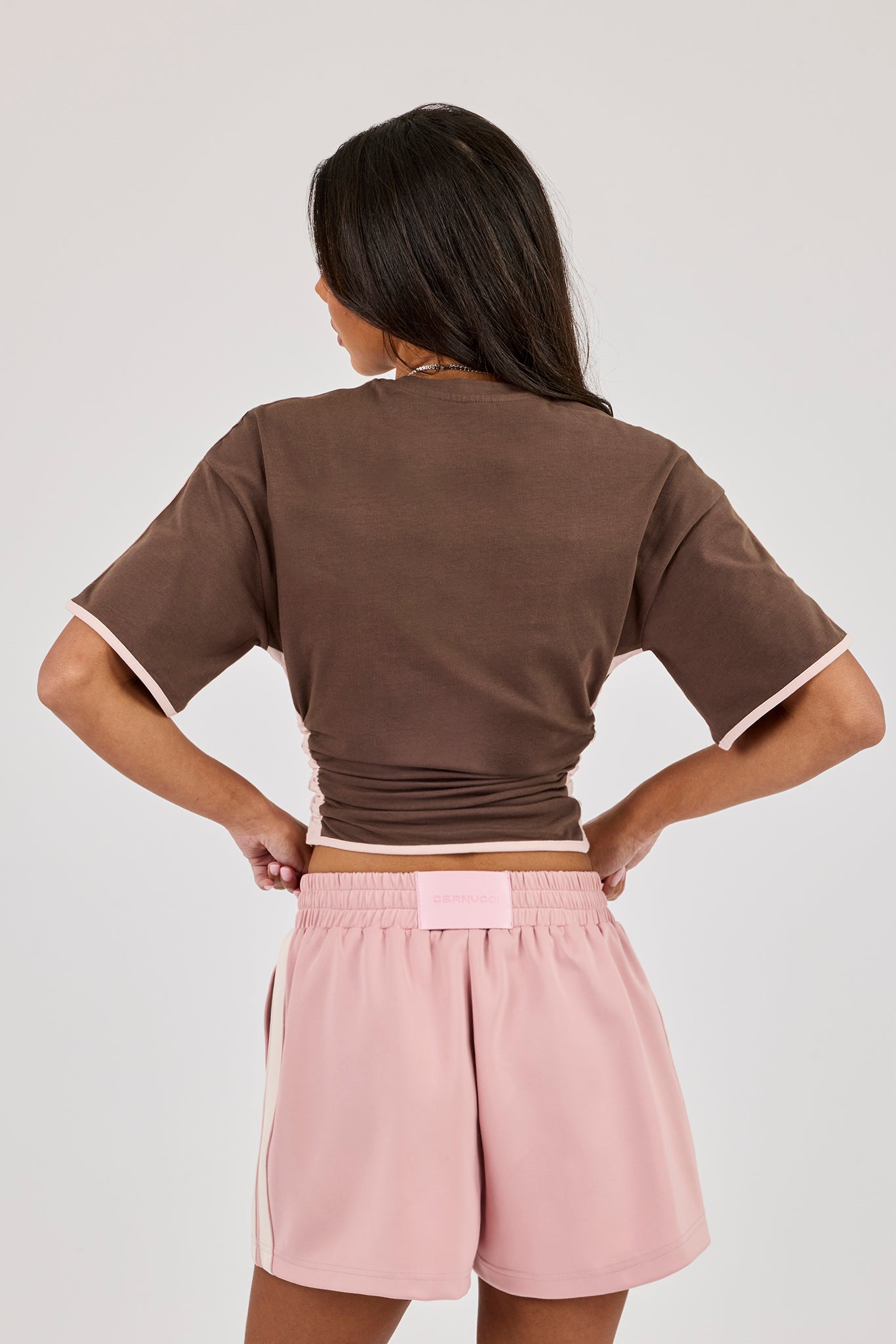 Cinched Ruched Waist Top - Chocolate