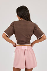Cinched Ruched Waist Top - Chocolate