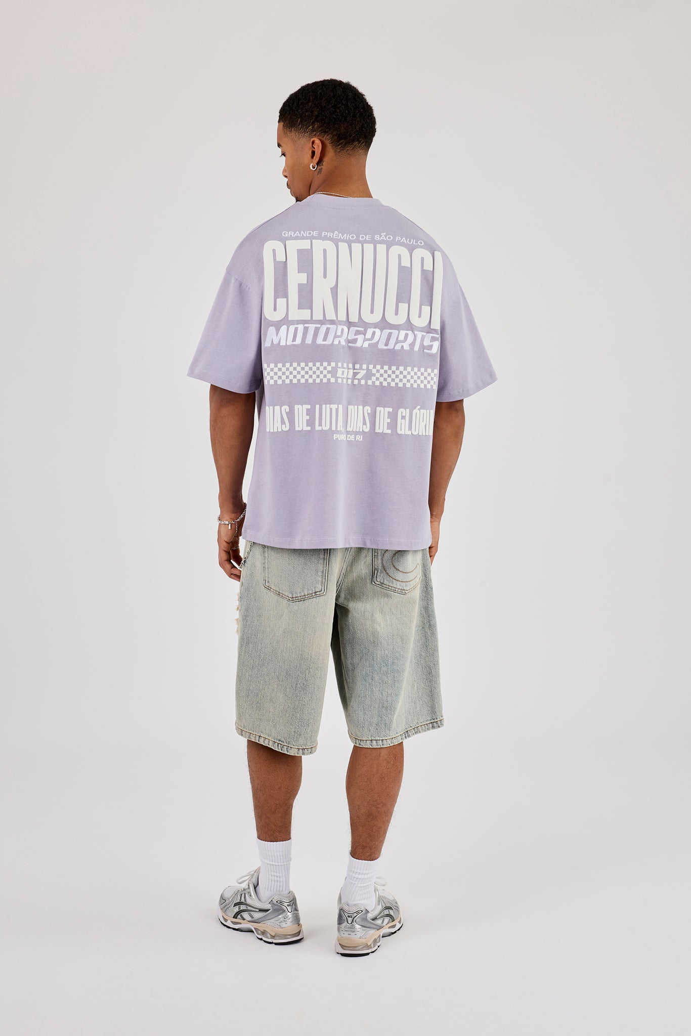 Oversized Cernucci Motorsports Print T-Shirt - Dusty Purple
