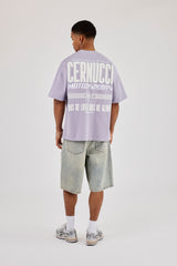 Oversized Cernucci Motorsports Print T-Shirt - Dusty Purple