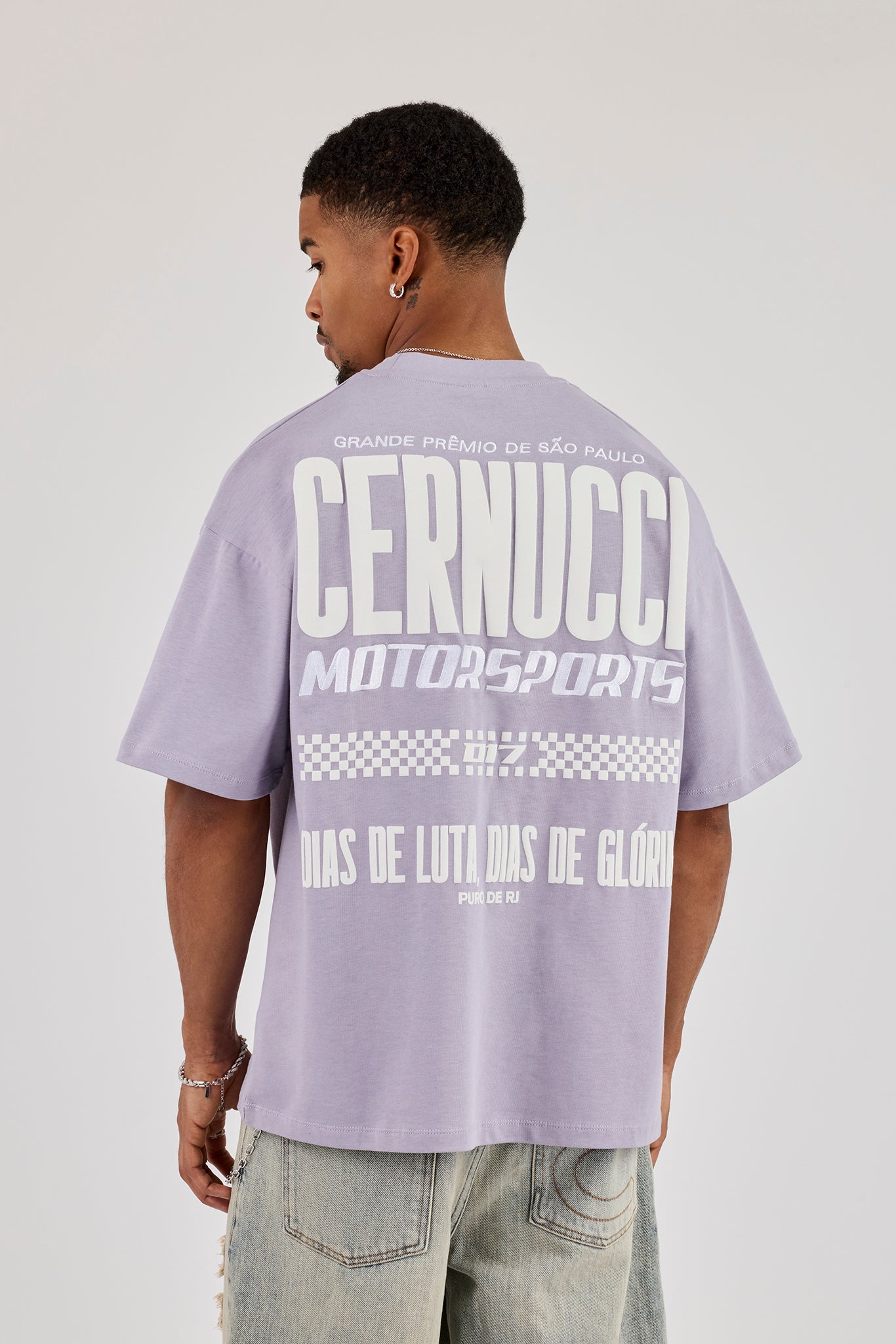 Oversized Cernucci Motorsports Print T-Shirt - Dusty Purple | Mens