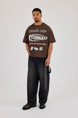 Boxy Motorsports Front & Back Print T-Shirt - Brown