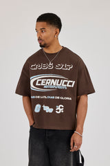 Boxy Motorsports Front & Back Print T-Shirt - Brown