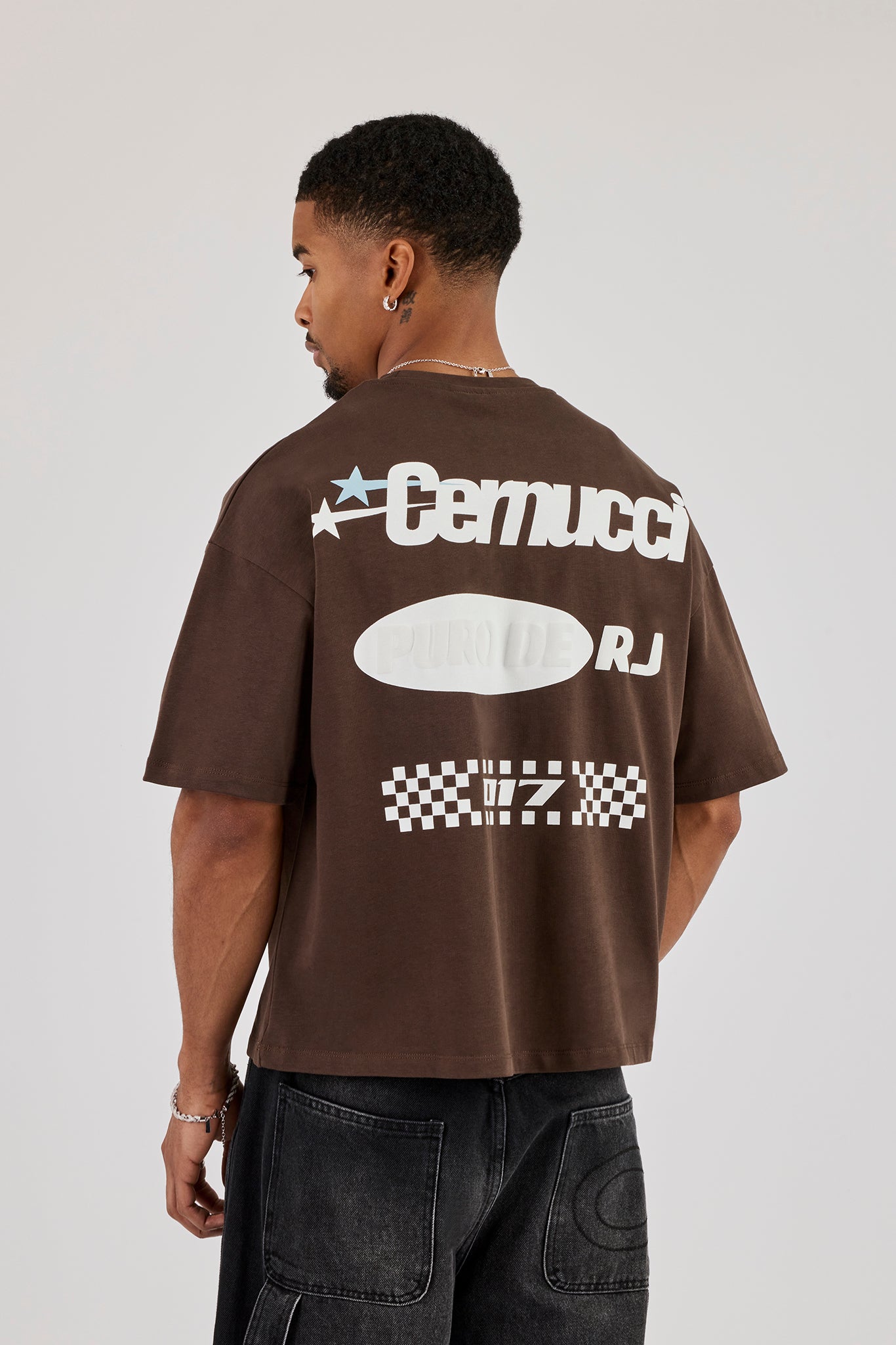 Boxy Motorsports Front & Back Print T-Shirt - Brown
