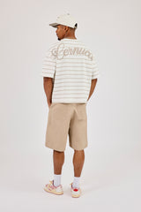 Boxy Stripe Logo T-Shirt - Taupe