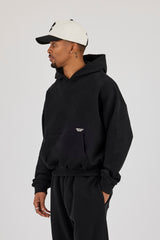 Boxy Hoodie & Relaxed Jogger With Micro Branding - Black