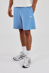 Relaxed Jersey Short With Micro Branding - Riviera Blue